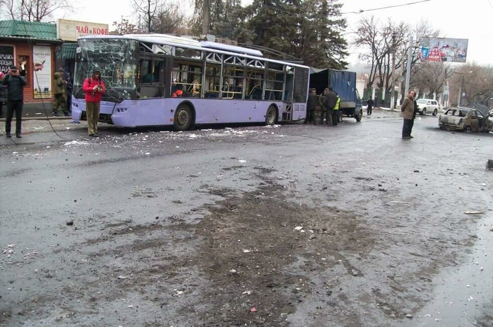 Shelling of Bosse Bus Stop in Donetsk – 1/22/2015